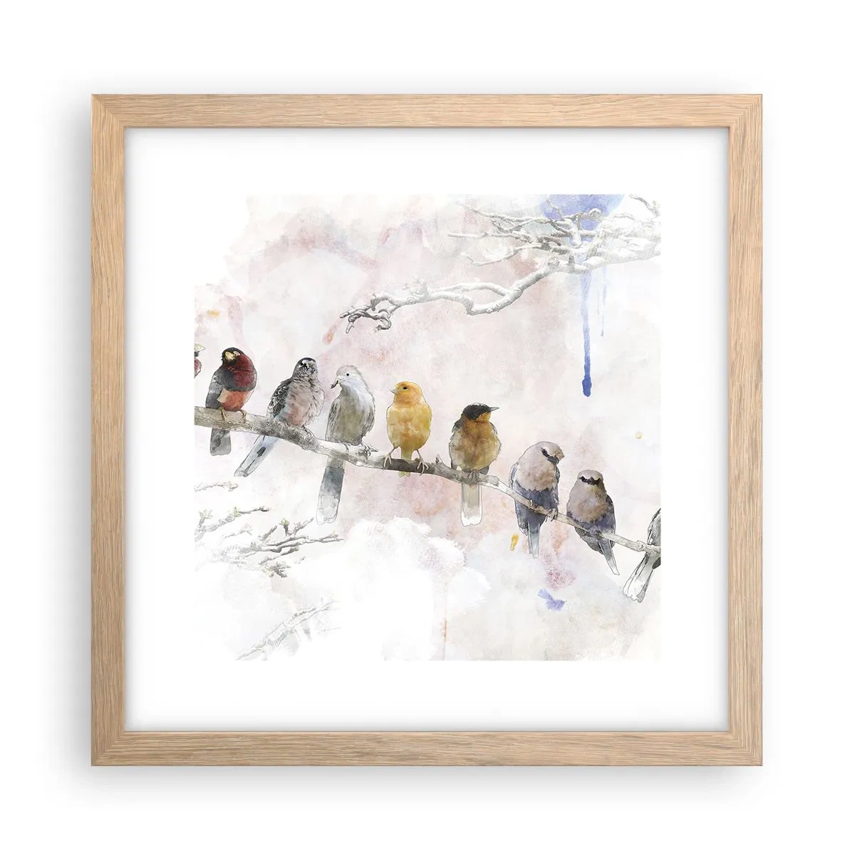 Plakát v rámu světlý dub - Okřídlené setkání - 30x30 cm