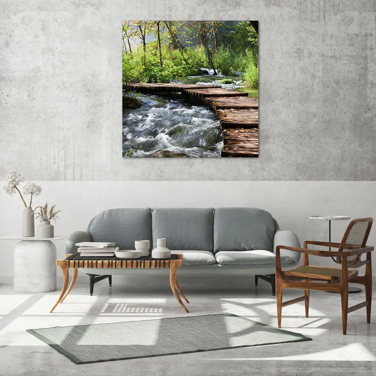 Obraz na skle - U zpěněného vodopádu - 70x70 cm