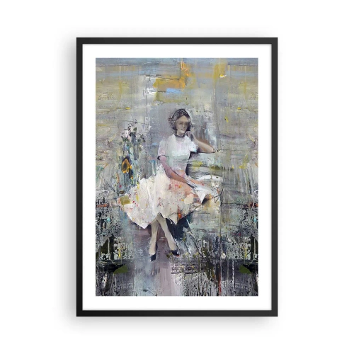 Plakát v černém rámu - Abstraktní postava ženy v šatech na texturovaném pozadí - 50x70cm - Klasická a moderní - Moderní nástěnná dekorace do obývacího pokoje a ložnice ARTTOR