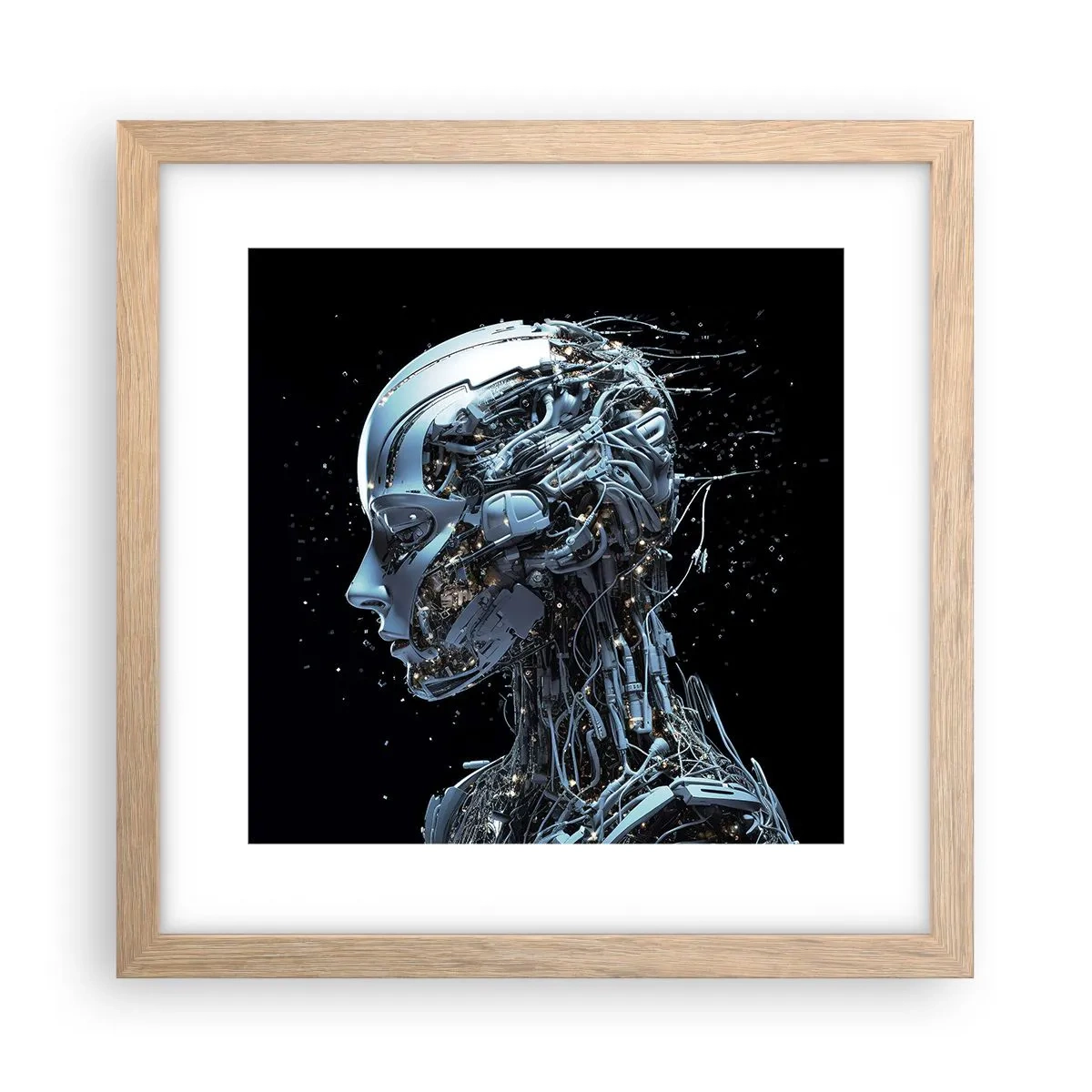 Plakát v rámu světlý dub - Technologie je žena - 30x30 cm