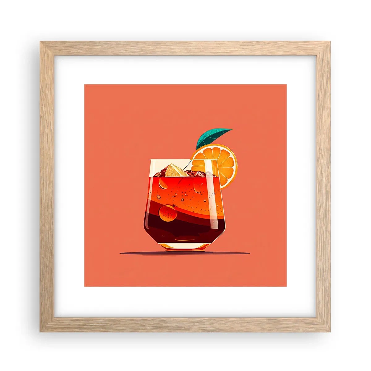 Plakát v rámu světlý dub - Letní osvěžení - 30x30 cm