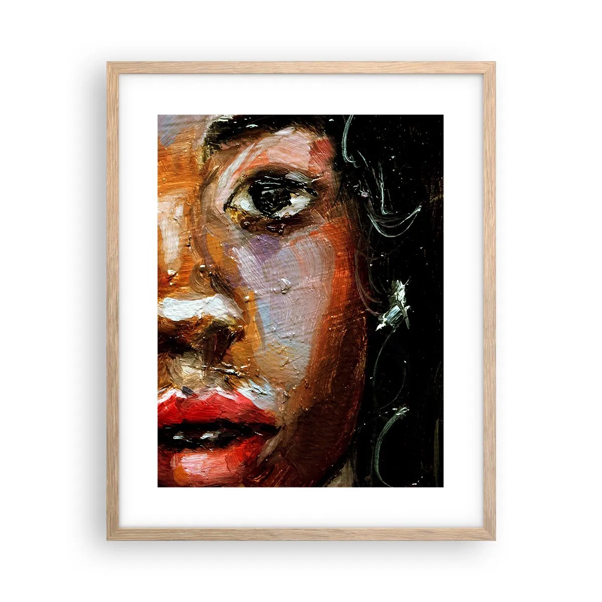 Plakát v rámu světlý dub - Černá a jas - 40x50 cm