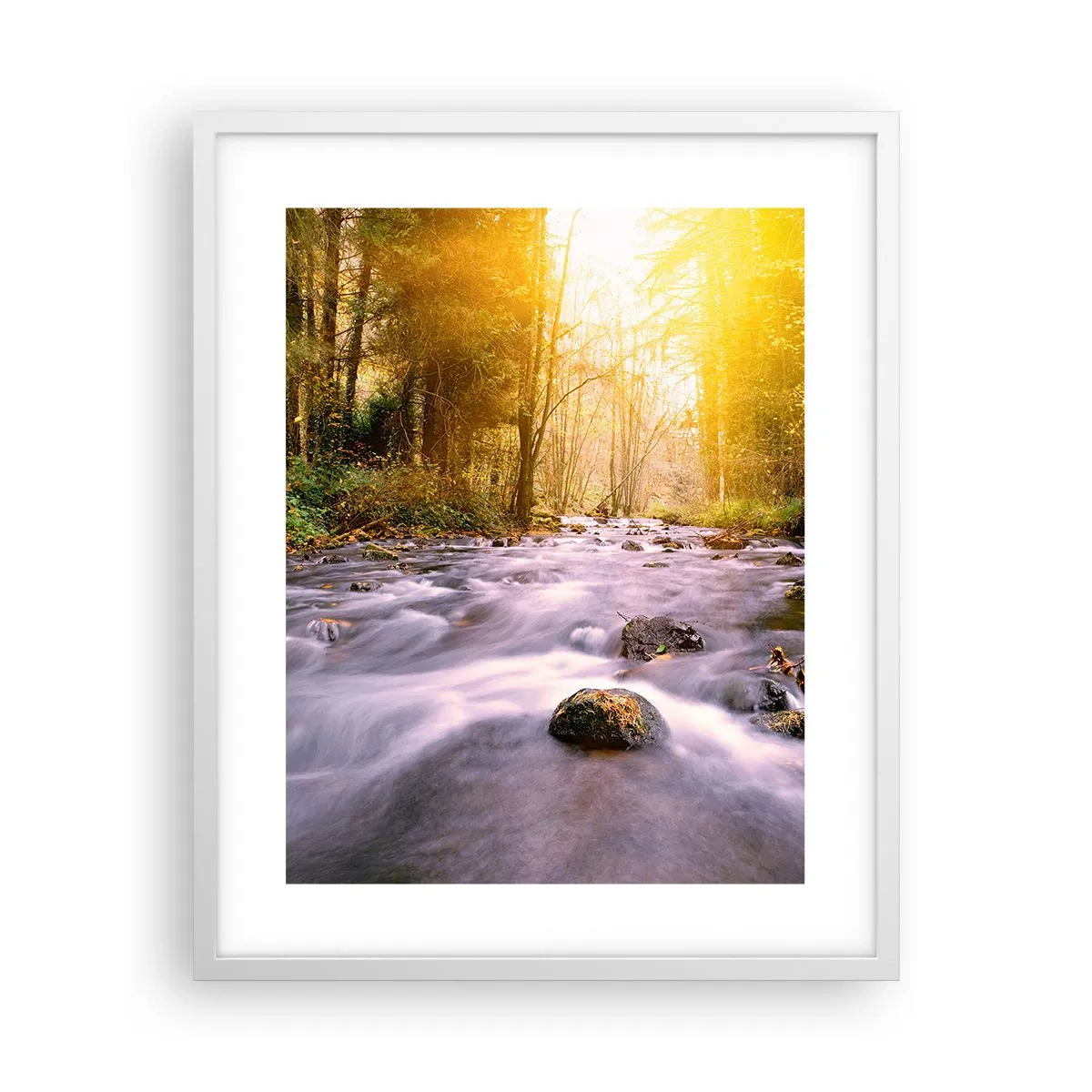 Plakát v bílém rámu - Malachit ve stříbrně-zlaté podobě - 40x50 cm