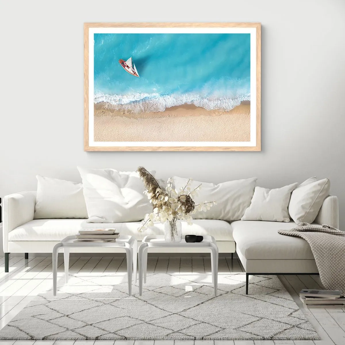Plakát v rámu světlý dub - Na hranici modré a zlaté - 40x30 cm