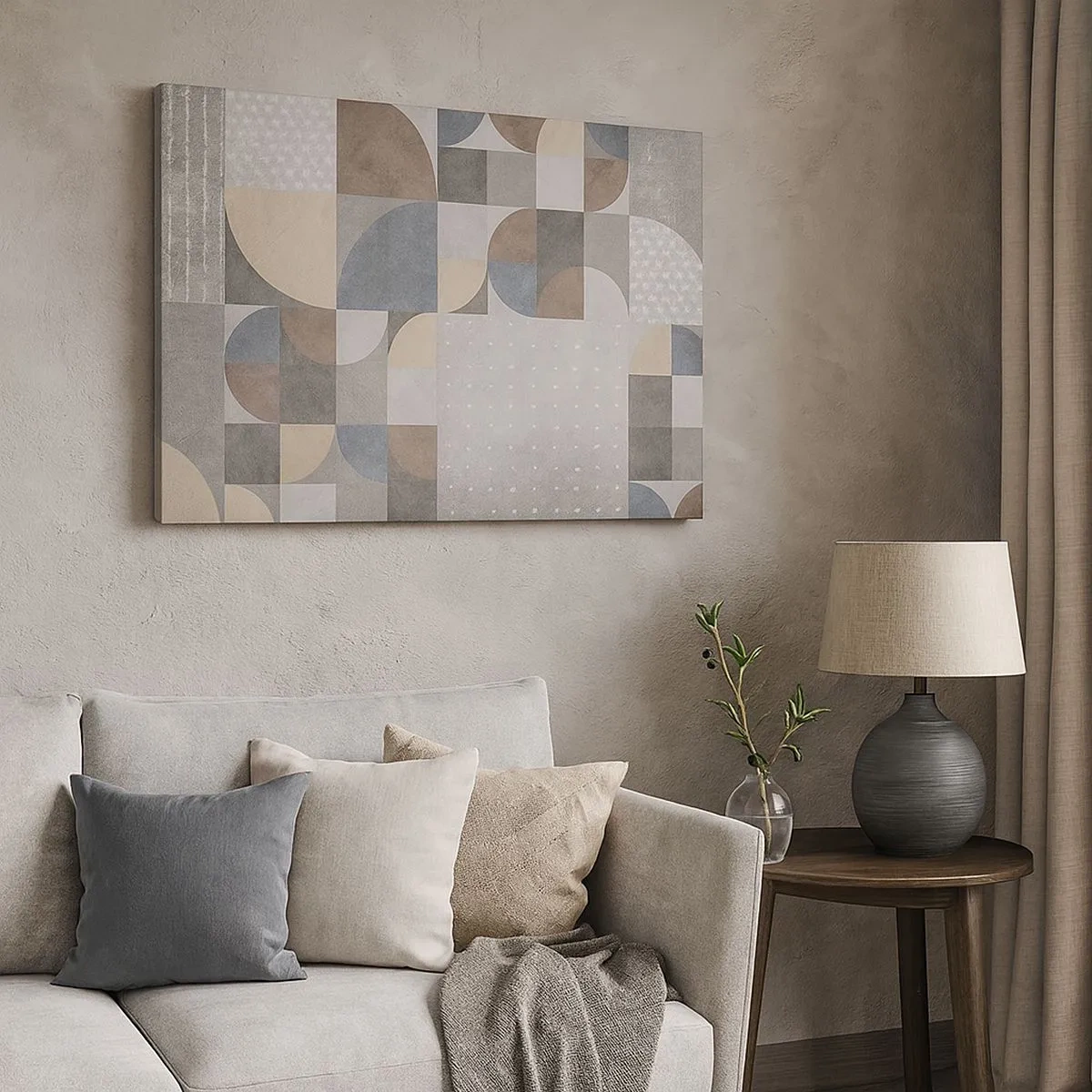 Obraz na plátně - Geometrický vzor v pastelových odstínech - 70x50cm - Keramická fantazie - Moderní nástěnná dekorace do obývacího pokoje a ložnice ARTTOR