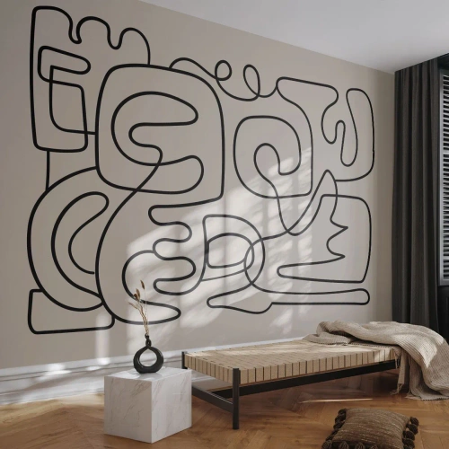 Fototapeta Premium Canvas - Podle stopy - Abstrakce, Kus, Kresba tužkou - 400x280 cm