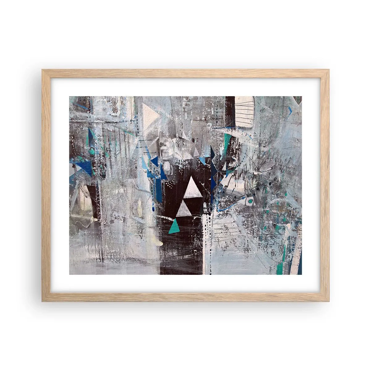 Plakát v rámu světlý dub - Přednostní pořadí trojúhelníků - 50x40 cm