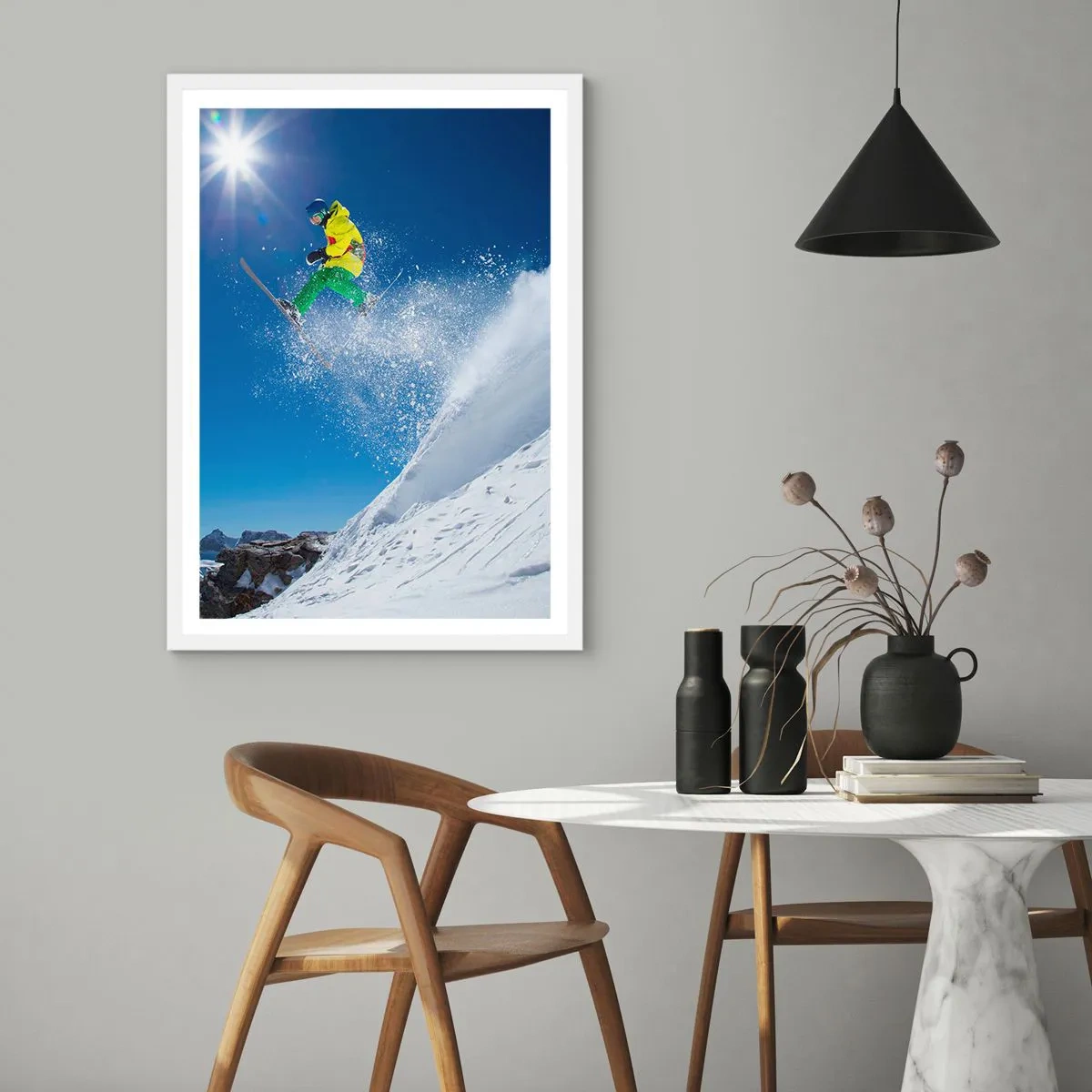 Plakát v bílém rámu - Tančící s horami - 61x91 cm