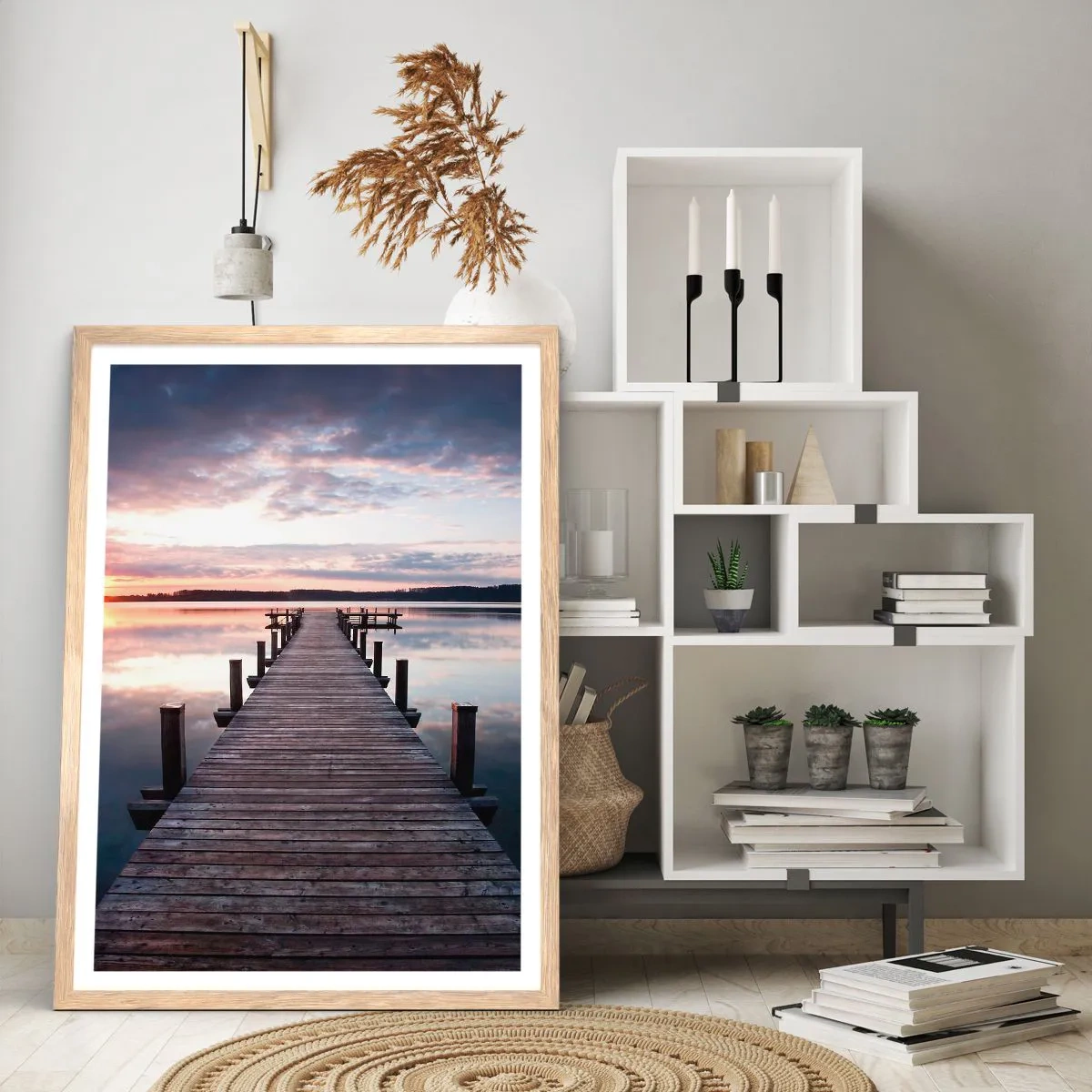 Plakát v rámu světlý dub - Tichá hranice mezi dnem a nocí - 70x100 cm