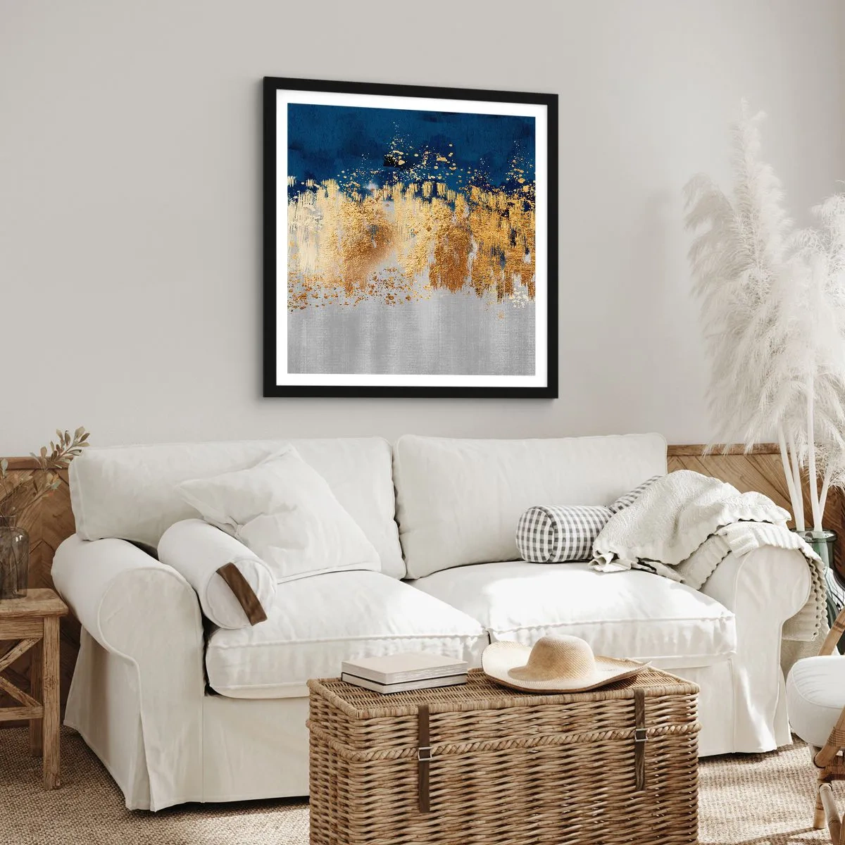 Plakát v černém rámu - Moderní kompozice s jiskrou - 50x50 cm