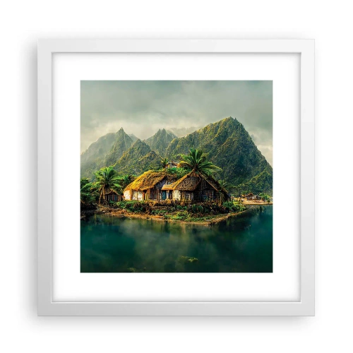Plakát v bílém rámu - Tropický ráj - 30x30 cm