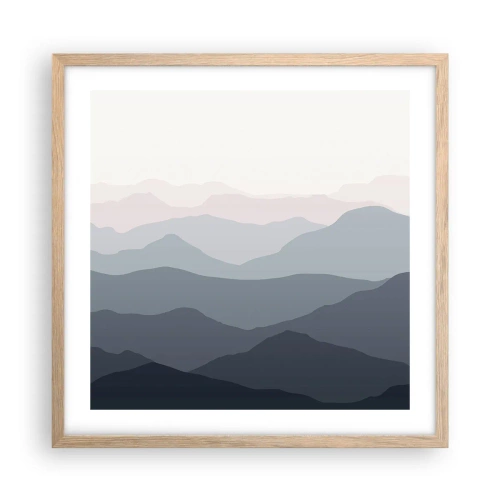 Plakát v rámu světlý dub - Vlny hor - 50x50 cm