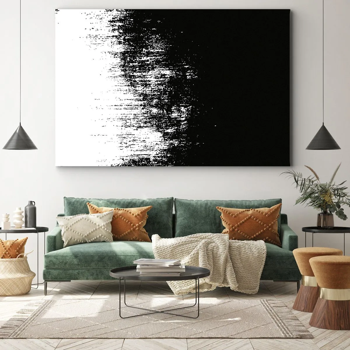 Obraz na plátně - Minimalistická abstrakce v černé a bílé - 70x50cm - Vítězem se stává… - Moderní nástěnná dekorace do obývacího pokoje a ložnice ARTTOR