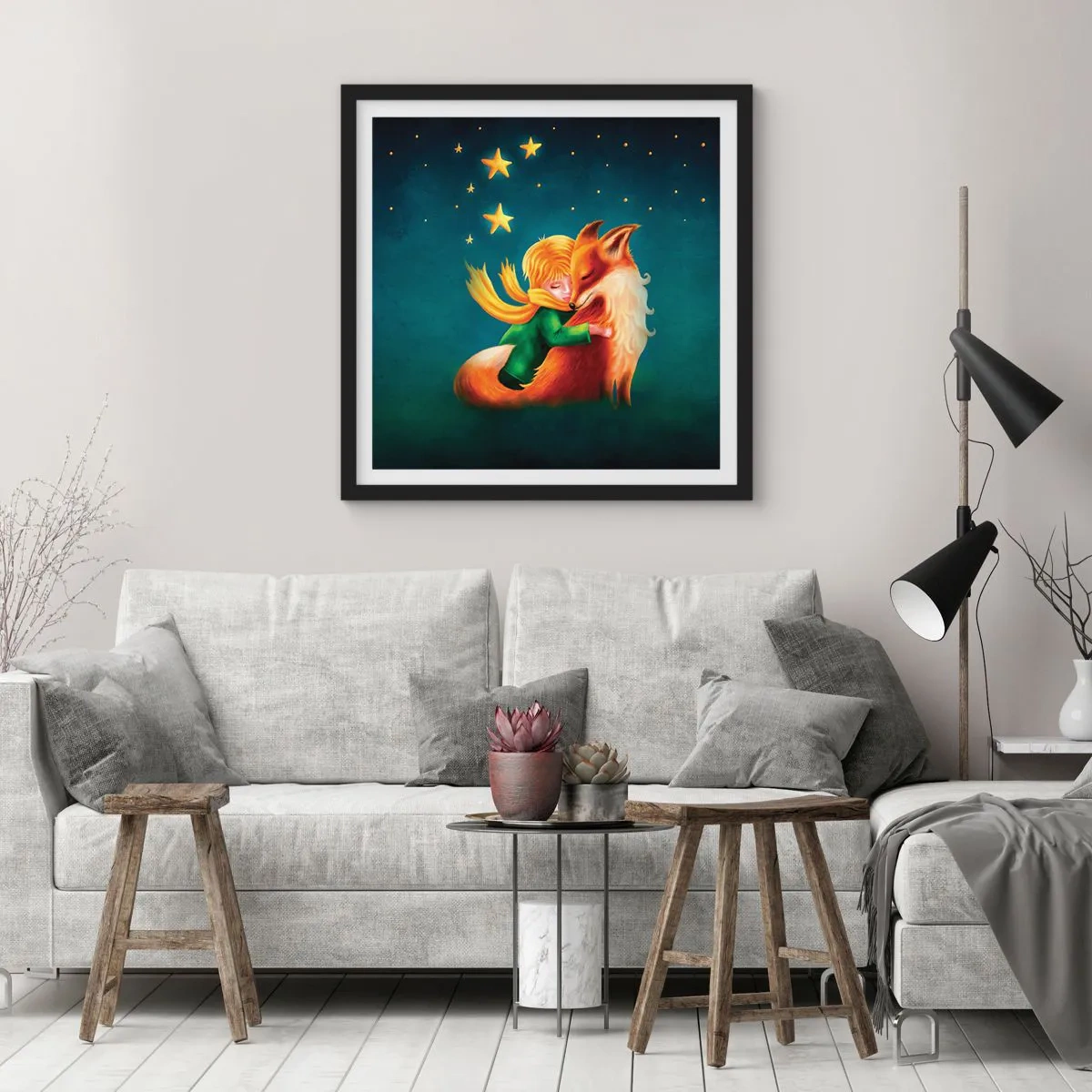 Plakát v černém rámu - Malý princ - 60x60 cm