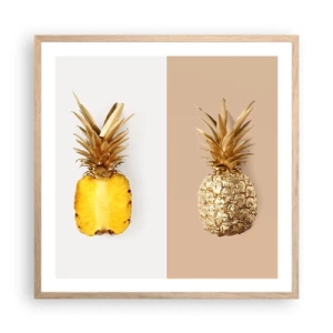 Plakát v rámu světlý dub - Ananas pro nás - 60x60 cm