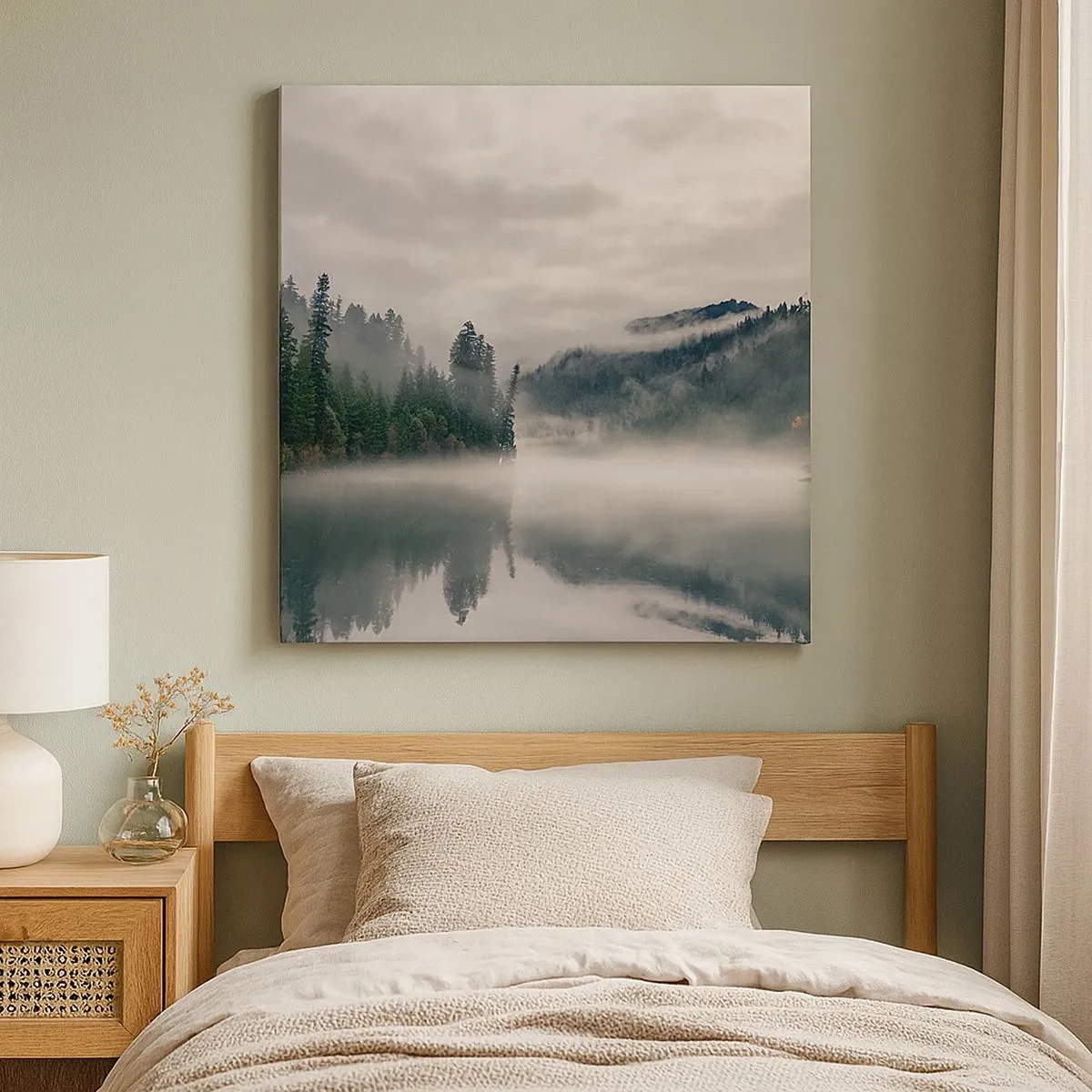 Obraz na plátně - V zamyšlení, v mlze - 30x30 cm