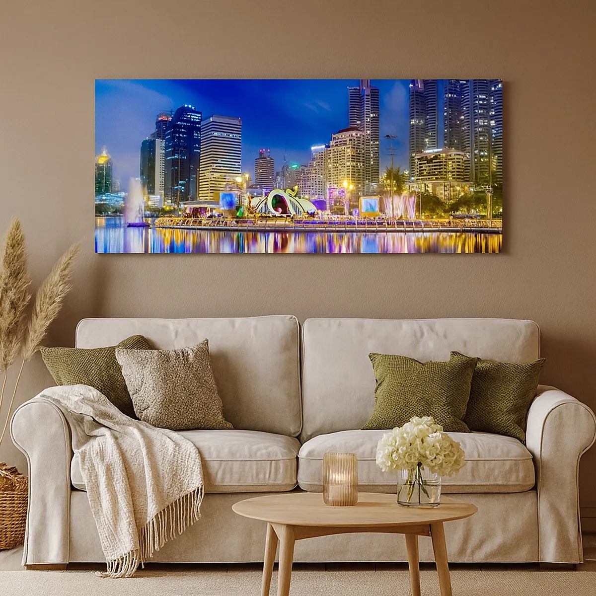 Obraz na plátně - Duhová noc metropole - 30x30 cm