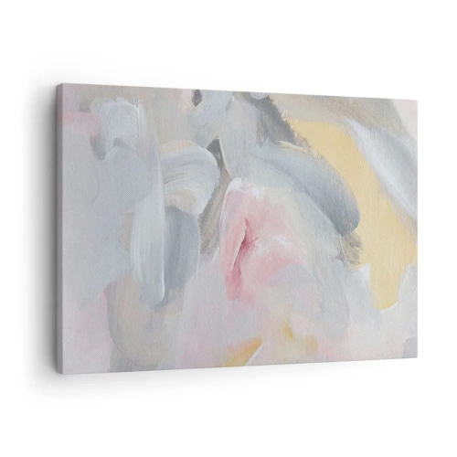 Obraz na plátně - Abstraktní pastelové tahy v odstínech růžové a šedé. - 70x50cm - V pastelovém světě - Moderní nástěnná dekorace do obývacího pokoje a ložnice ARTTOR