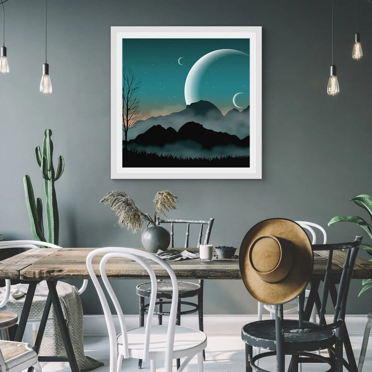 Plakát v bílém rámu - Karneval hvězdné noci - 40x40 cm