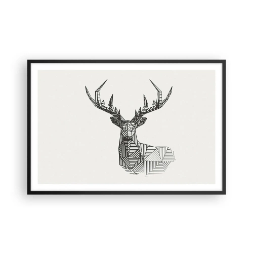 Plakát v černém rámu - Jelen v kubistickém stylu - 91x61 cm