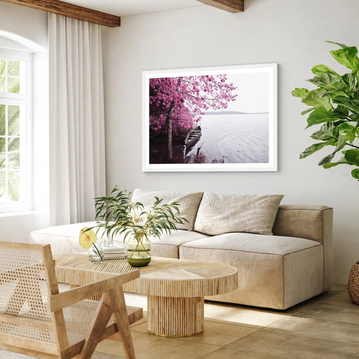 Plakát v bílém rámu - V růžovém tichu - 70x50 cm