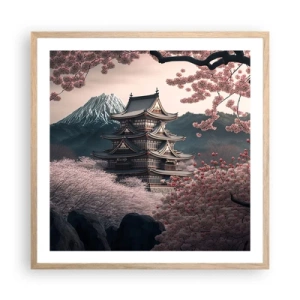 Plakát v rámu světlý dub - Země kvetoucích třešní - 60x60 cm