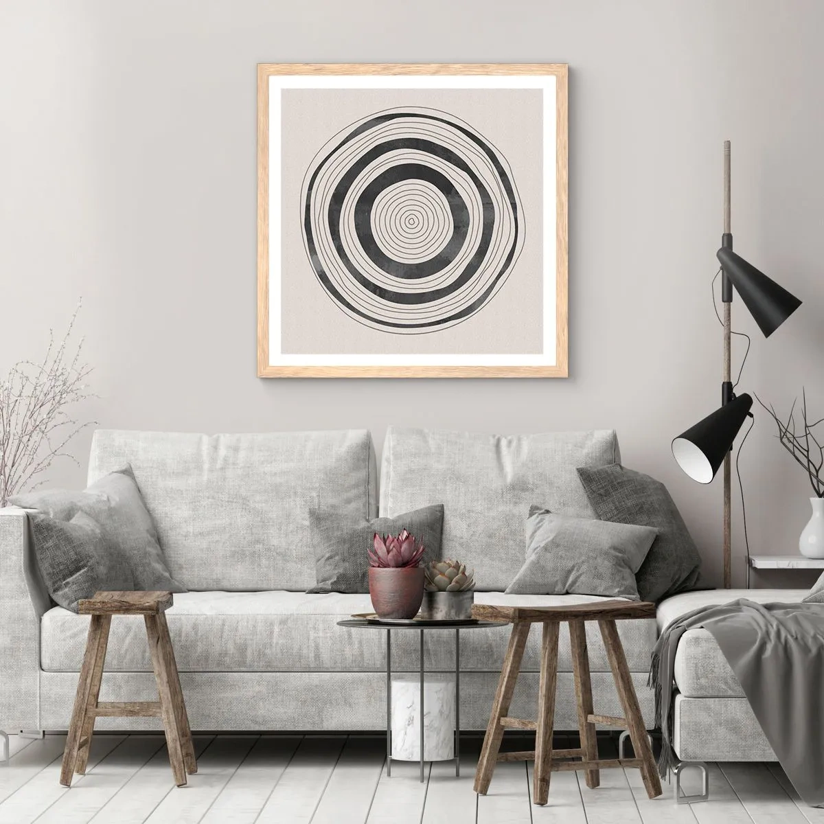 Plakát v rámu světlý dub - Důležité je to, co je uprostřed - 40x40 cm