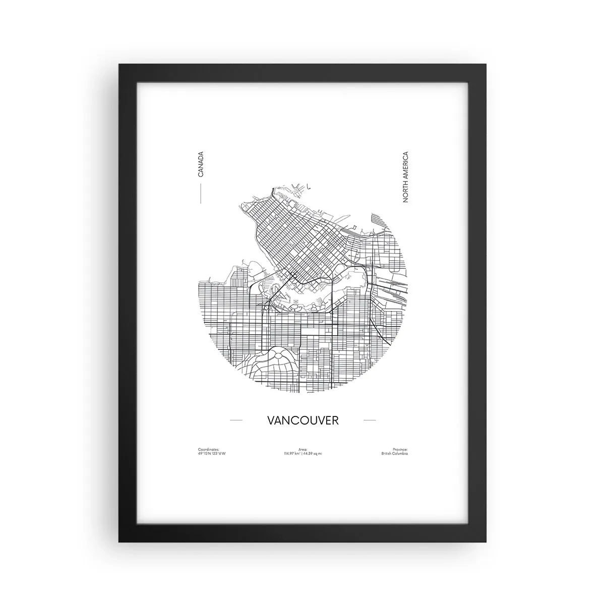 Plakát v černém rámu - Anatomie Vancouveru - 30x40 cm