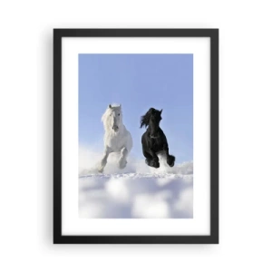 Plakát v černém rámu - Černo-bílý cval - 30x40 cm