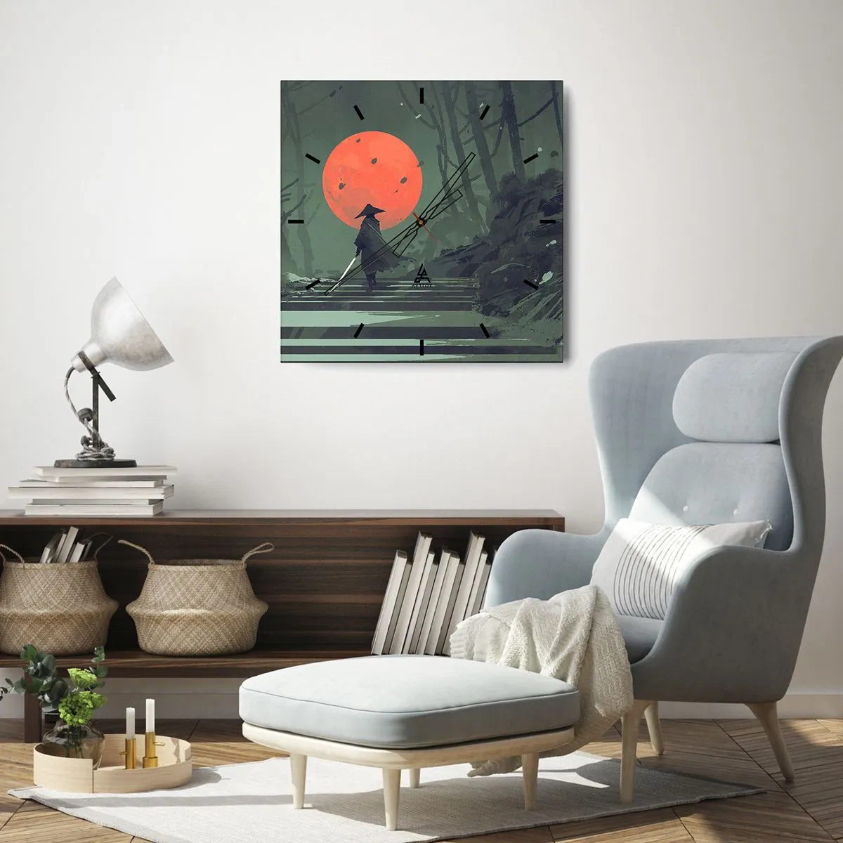Nástěnné hodiny - Bojovník červeného měsíce - 40x40 cm