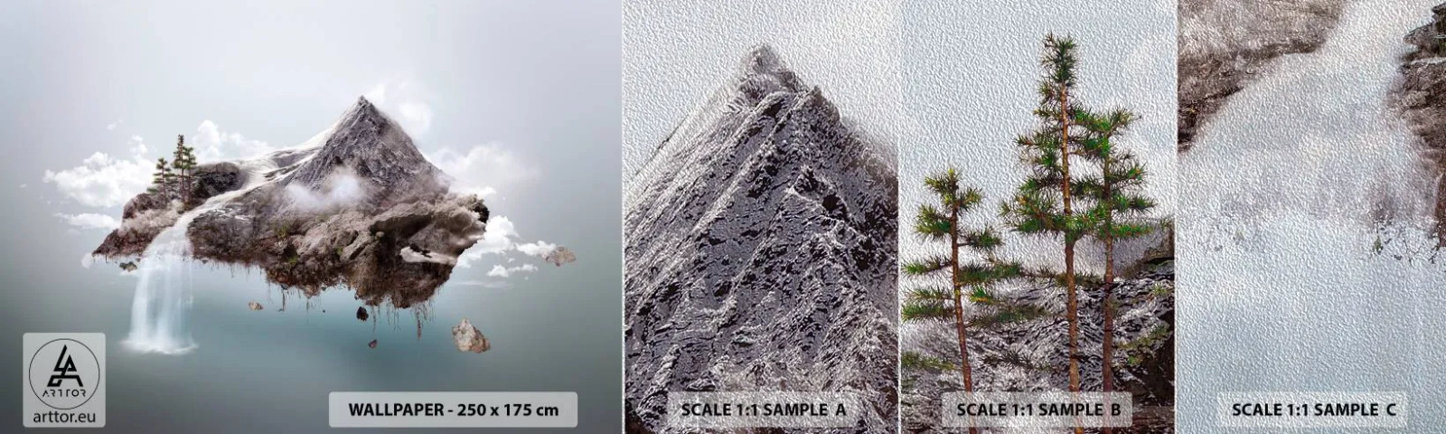 Vzor Fototapety Premium Sand - Pohled surrealisty - Abstrakce, Fantazie, ostrov - 100x30 cm