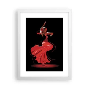 Plakát v bílém rámu - Žhavá duše flamenco - 30x40 cm