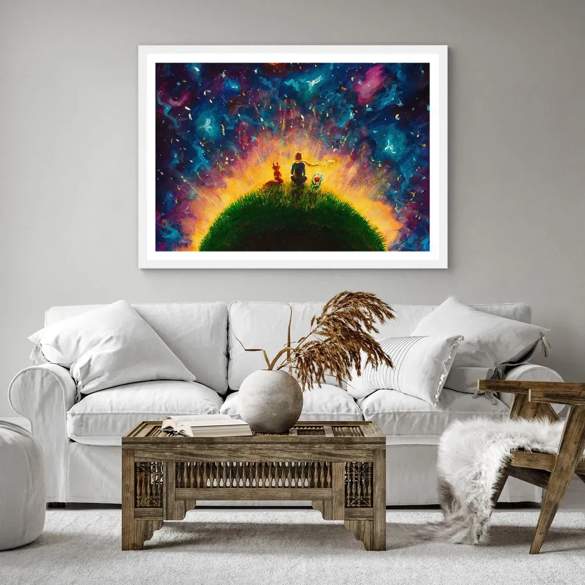 Plakát v bílém rámu - Láska a přátelství - celý svět - 91x61 cm