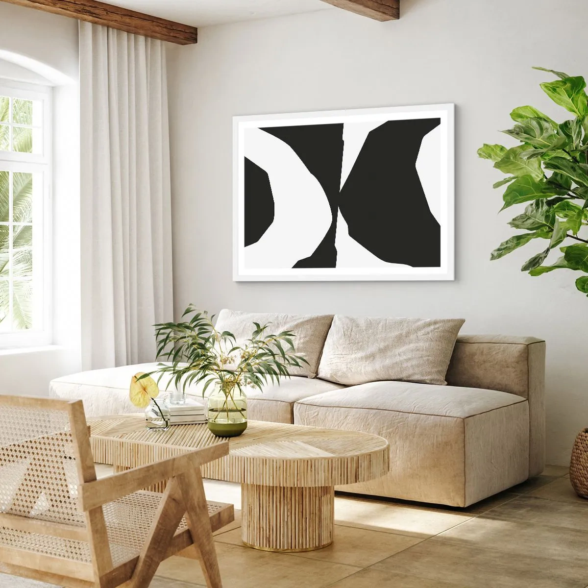 Plakát v bílém rámu - Positive-negative - 50x40 cm