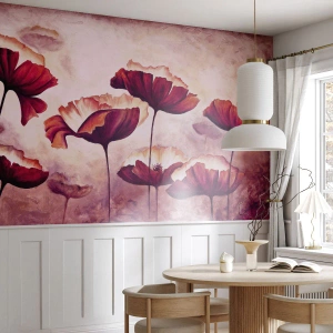 Fototapeta Standard Eco - Červený a bílý plátek - Abstrakce, Květiny, Kus - 150x105 cm