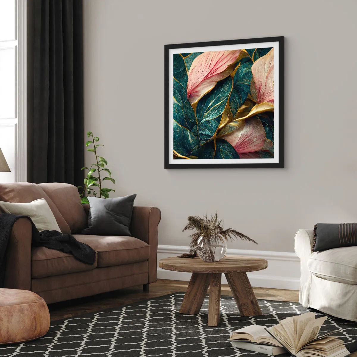 Plakát v černém rámu - Přirozená elegance a styl - 30x30 cm