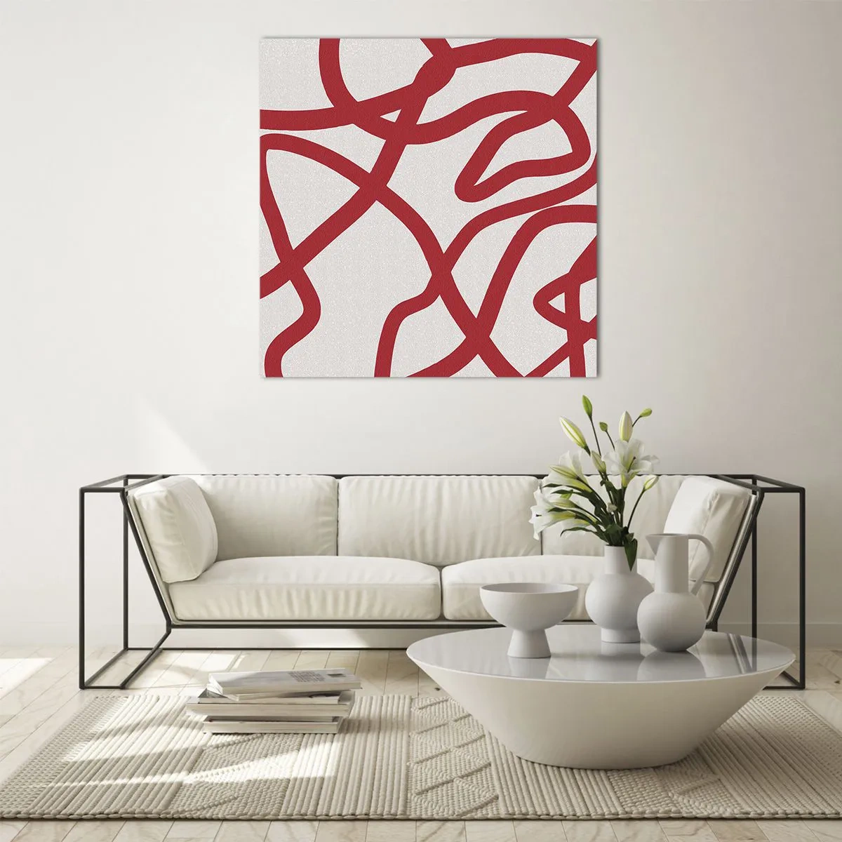 Obraz na skle - Červené na bílém - 60x60 cm