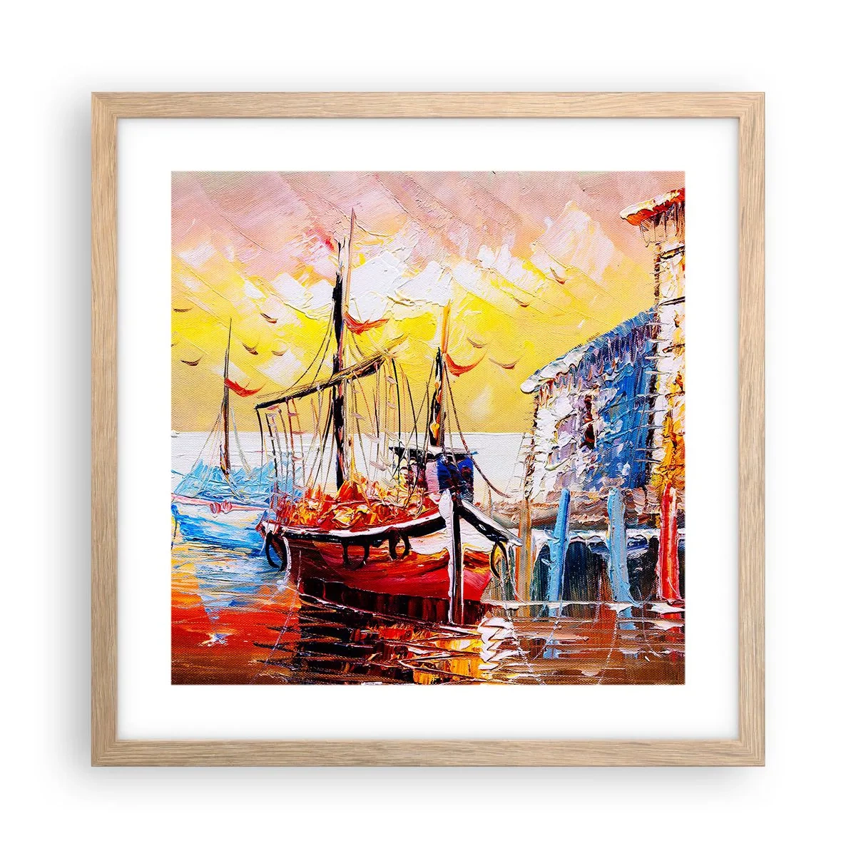 Plakát v rámu světlý dub - Šťastný návrat - 40x40 cm