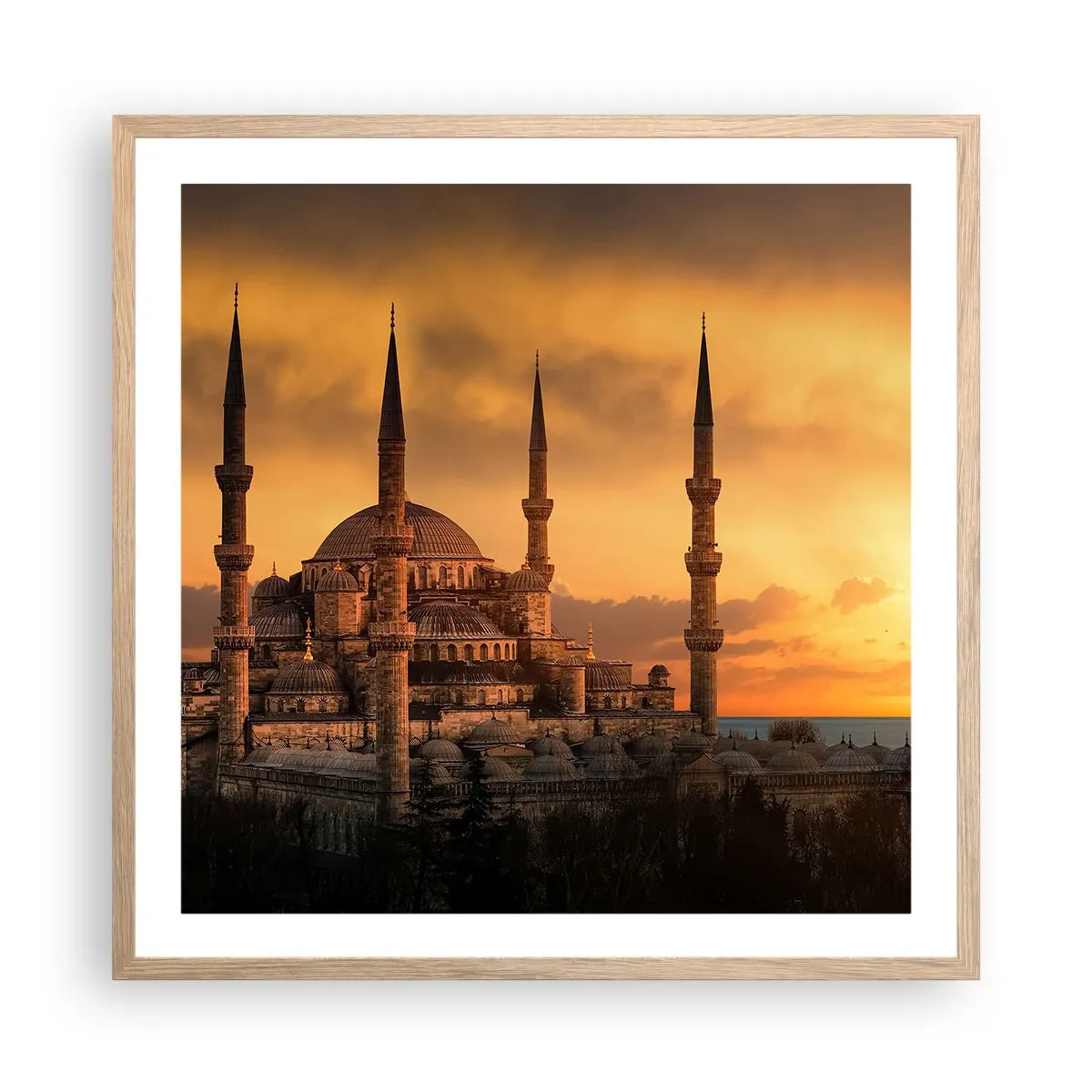 Plakát v rámu světlý dub - Bůh je velký - 60x60 cm