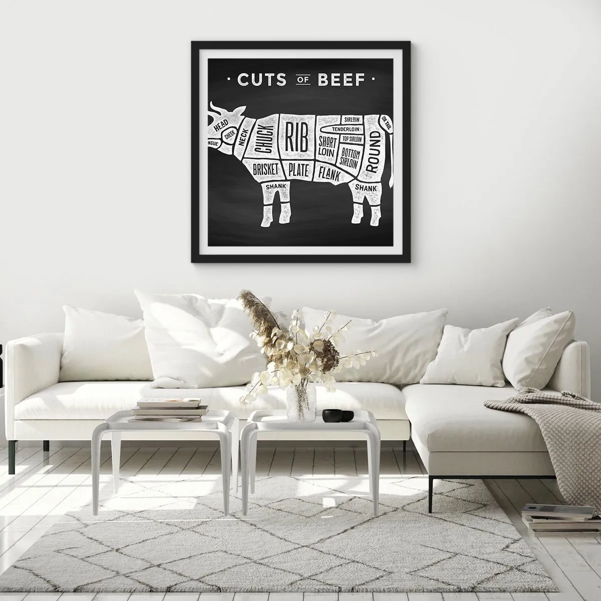 Plakát v černém rámu - Slabikář řezníka - 40x40 cm