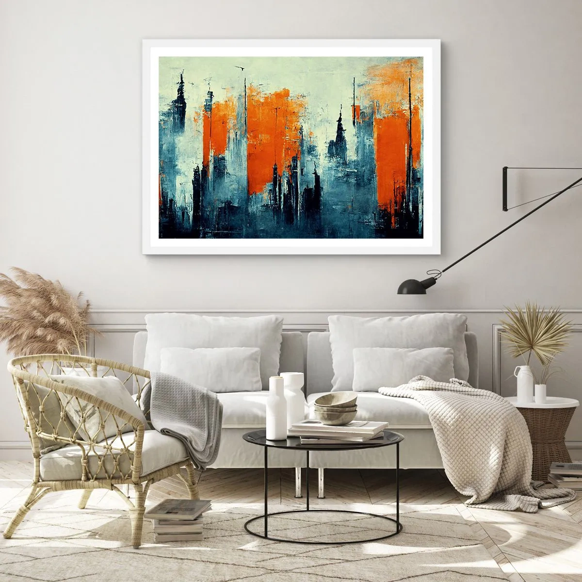 Plakát v bílém rámu - Moderní krajina - 100x70 cm