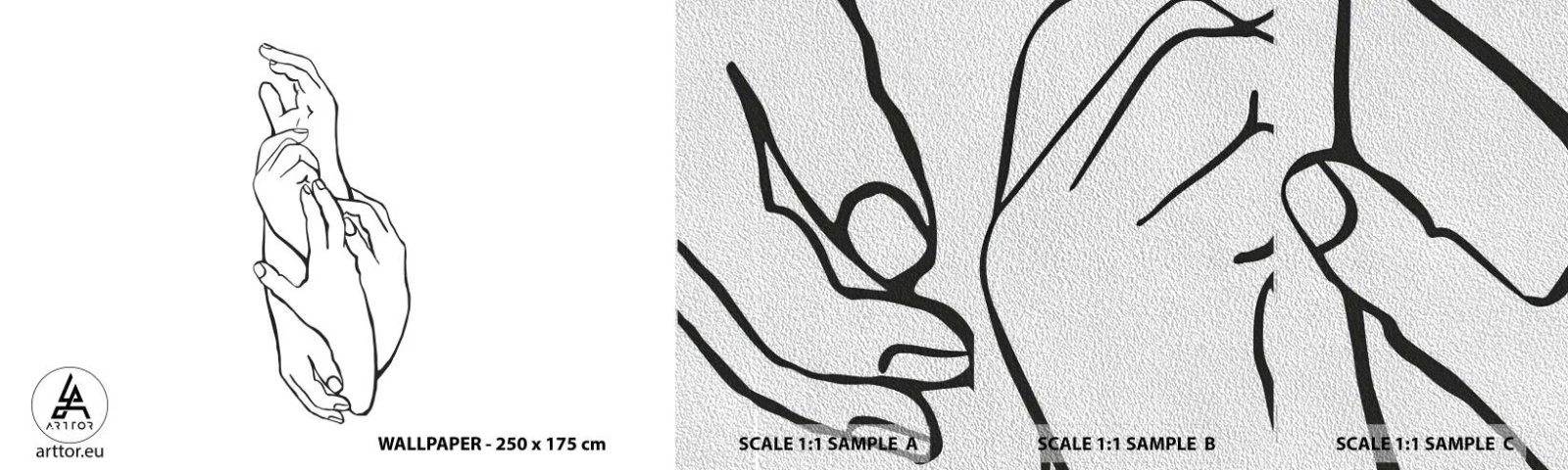 Vzor Fototapety Premium Sand - Dobrý dotek - Ruce, Čára, Minimalismus - 100x30 cm