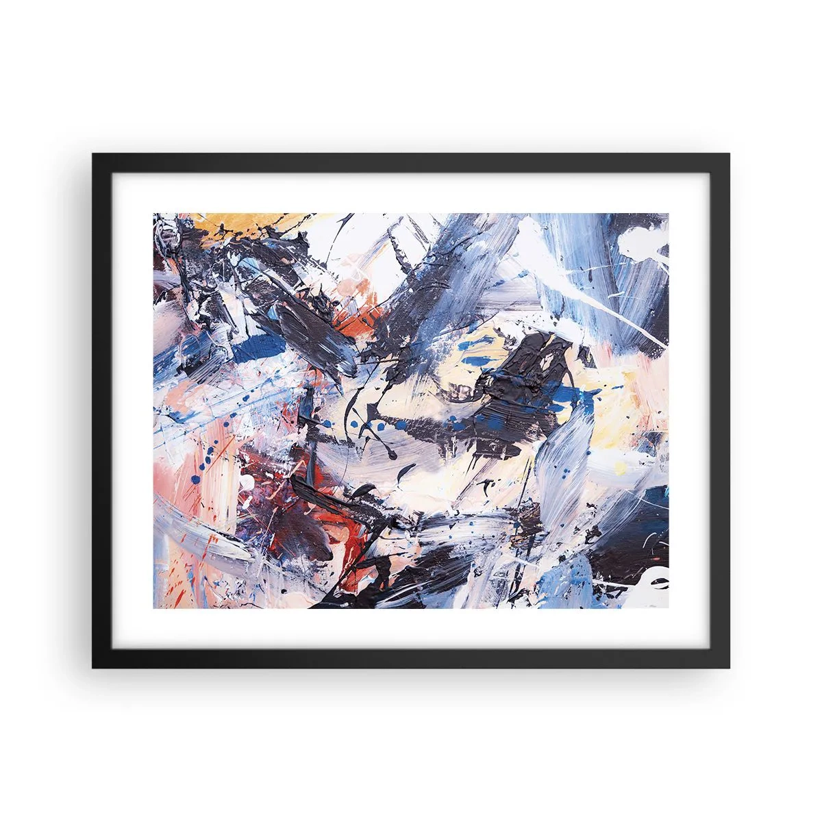 Plakát v černém rámu - Bláznivý tanec abstrakce - 50x40 cm