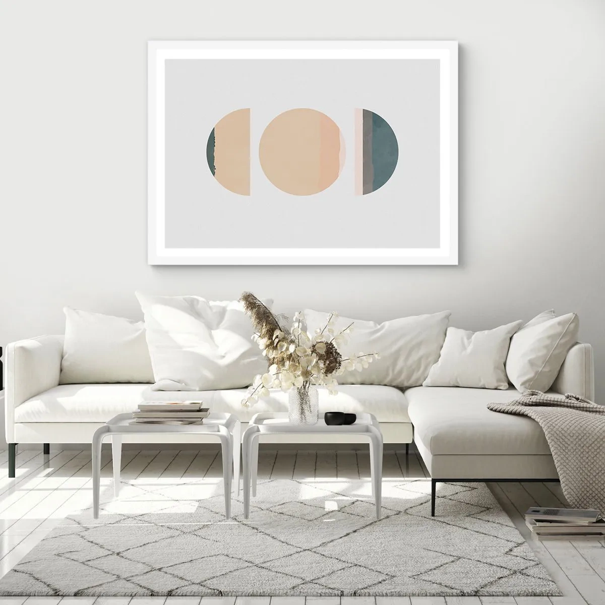 Plakát v bílém rámu - Kruh za kruhem - 100x70 cm