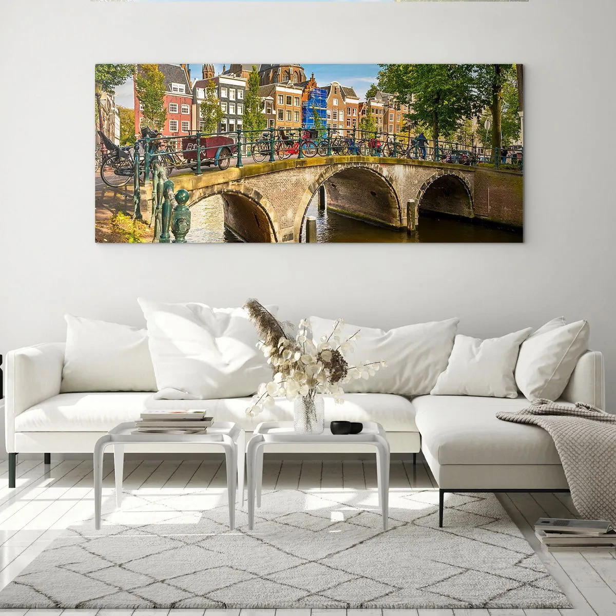 Obraz na skle - Jaro u kanálu - 120x50 cm