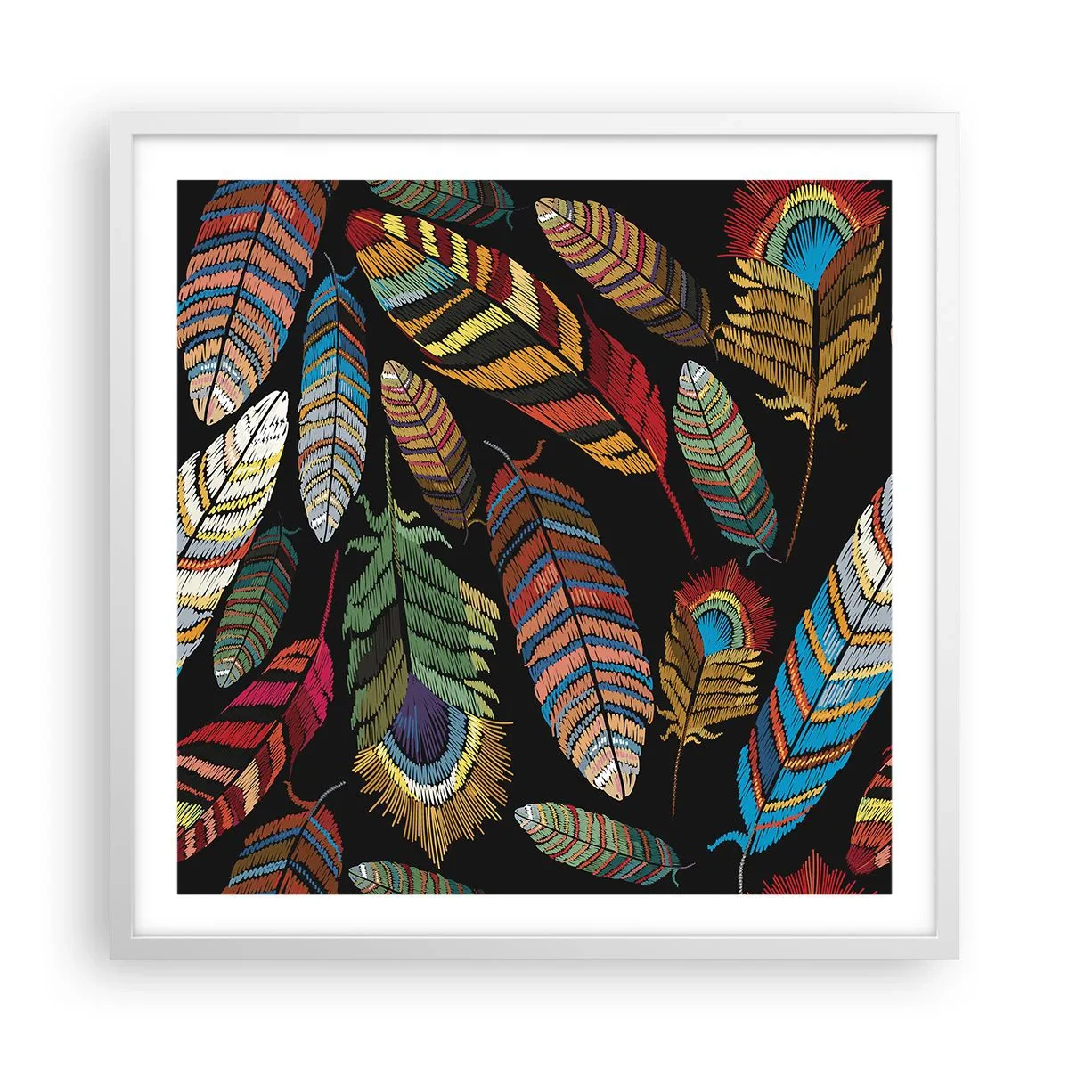 Plakát v bílém rámu - Ptačí karneval - 60x60 cm