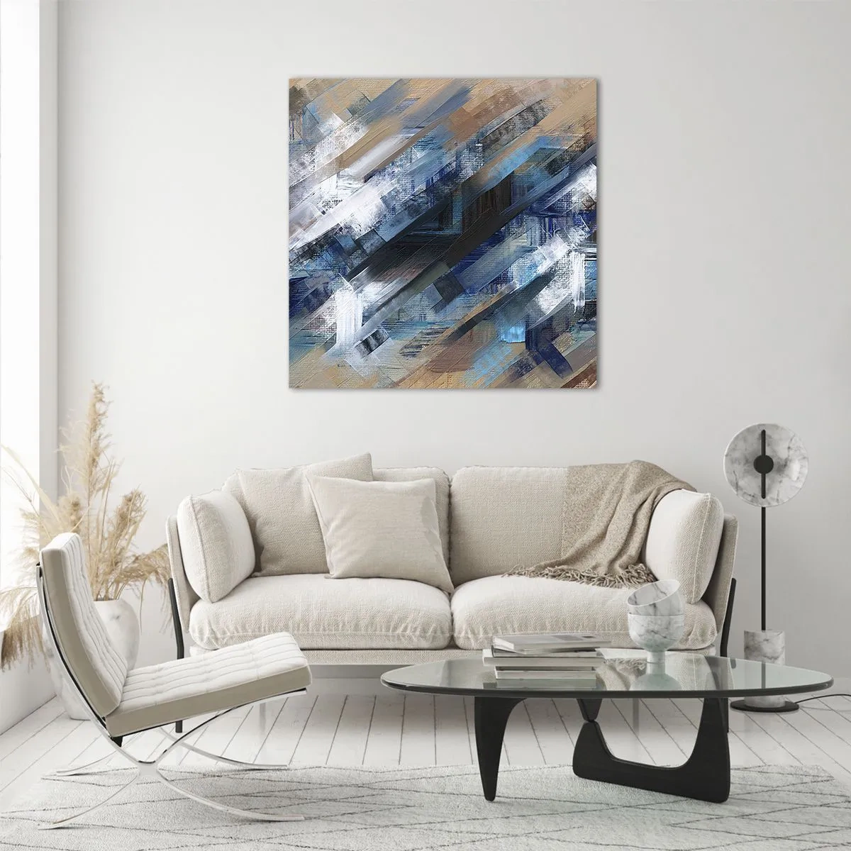 Obraz na skle - Na modrém úkosu - 40x40 cm