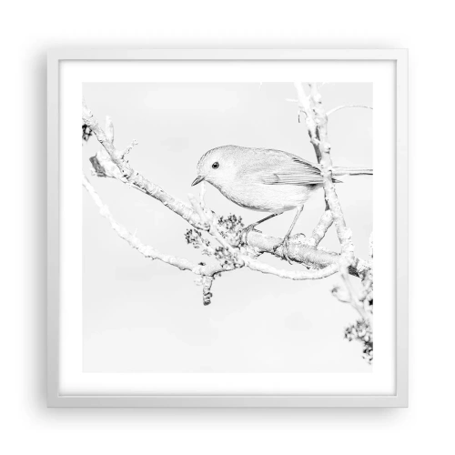 Plakát v bílém rámu - Zimní ráno - 50x50 cm