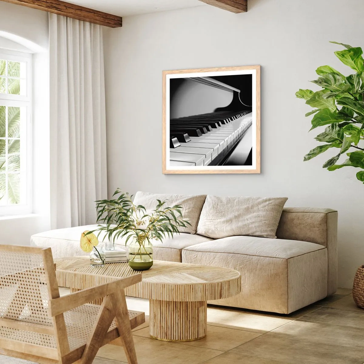 Plakát v rámu světlý dub - Harmonie tvarů a barev - 40x40 cm