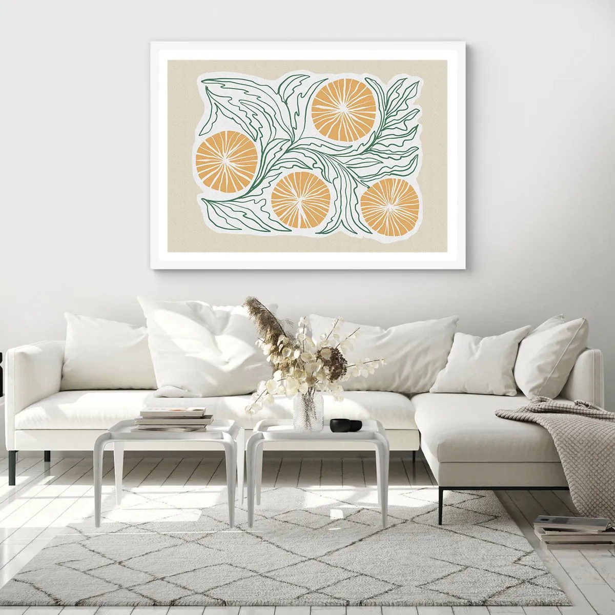 Plakát v bílém rámu - Etnický s abstraktním nádechem - 100x70 cm